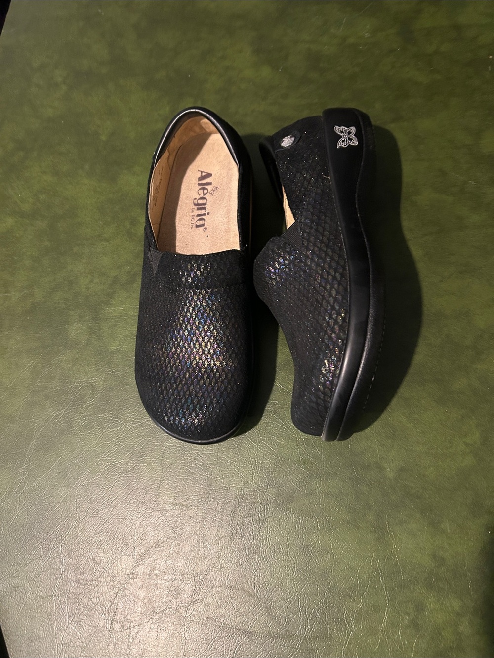 Alegria Black Iridescent Slip-On Comfort Shoes - Picture 3 of 9